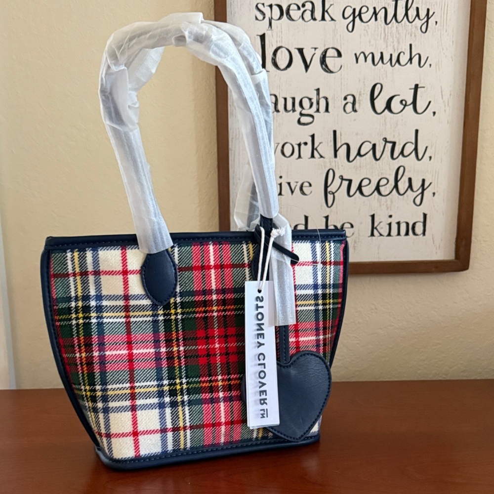 Stoney Clover Lane Plaid Tote - Red, White, Black